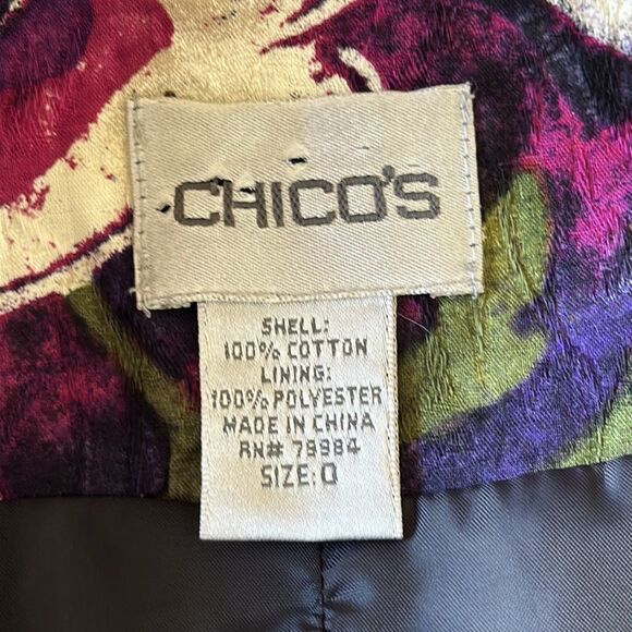 Chico's Jacket Size 0 Size 4 Purple Paisley Floral Sequin Embellished - Picture 14 of 16